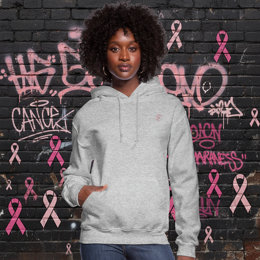 Rare Ether Branded Cancer Awareness Ribbon Women's Hoodie - heather gray