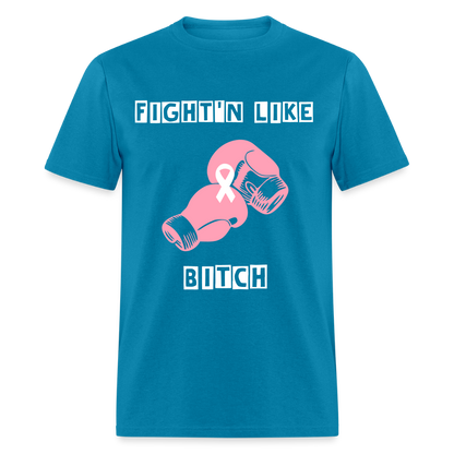 Unisex Rare Ether Fight'n Cancer Branded Classic Cotton Tee - turquoise