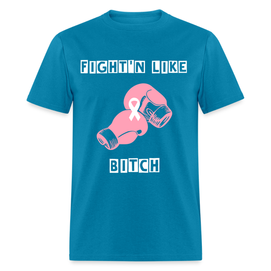 Unisex Rare Ether Fight'n Cancer Branded Classic Cotton Tee - turquoise