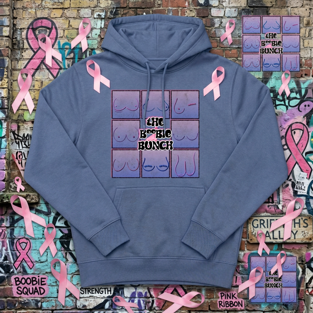 The Boobie Bunch October Awareness Premium Hoodie - stone blue 