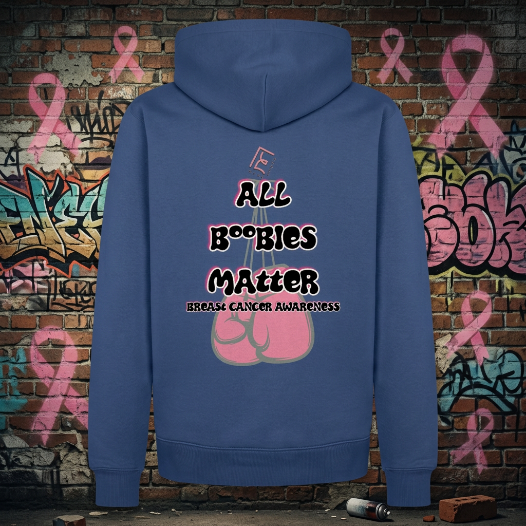 The Boobie Bunch October Awareness Premium Hoodie - stone blue 