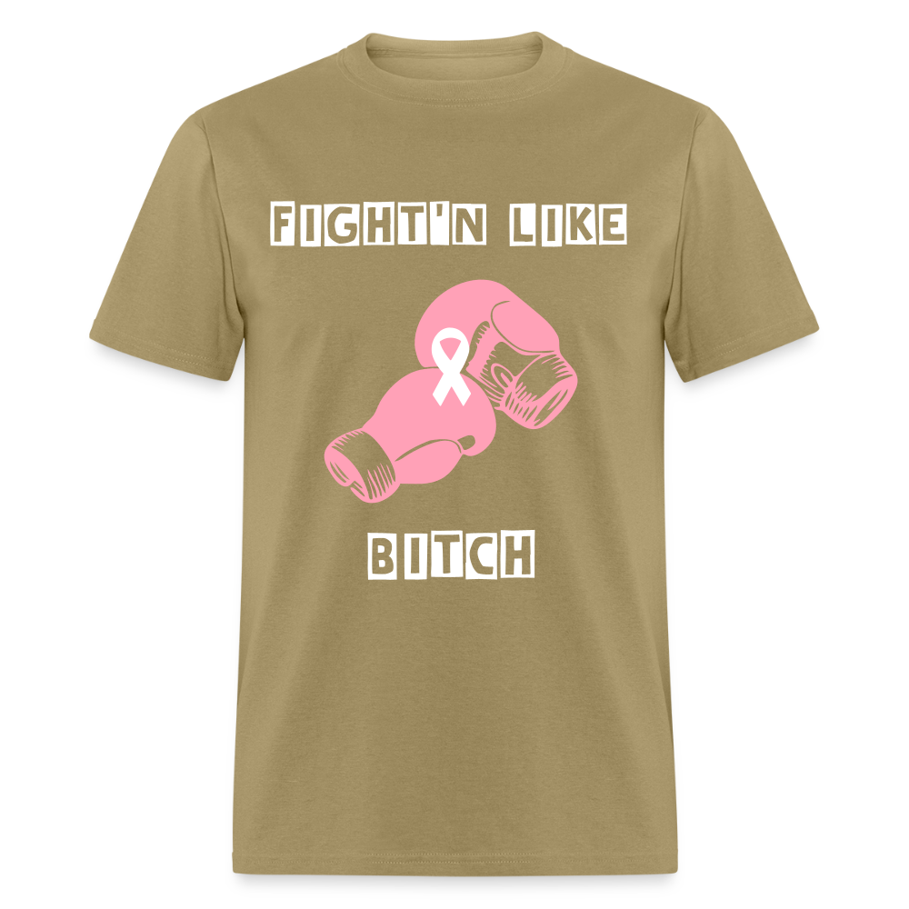 Unisex Rare Ether Fight'n Cancer Branded Classic Cotton Tee - khaki