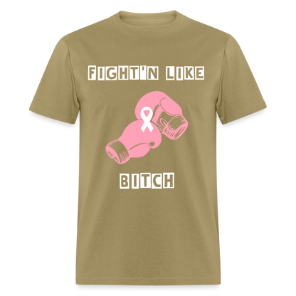 Unisex Rare Ether Fight'n Cancer Branded Classic Cotton Tee - khaki