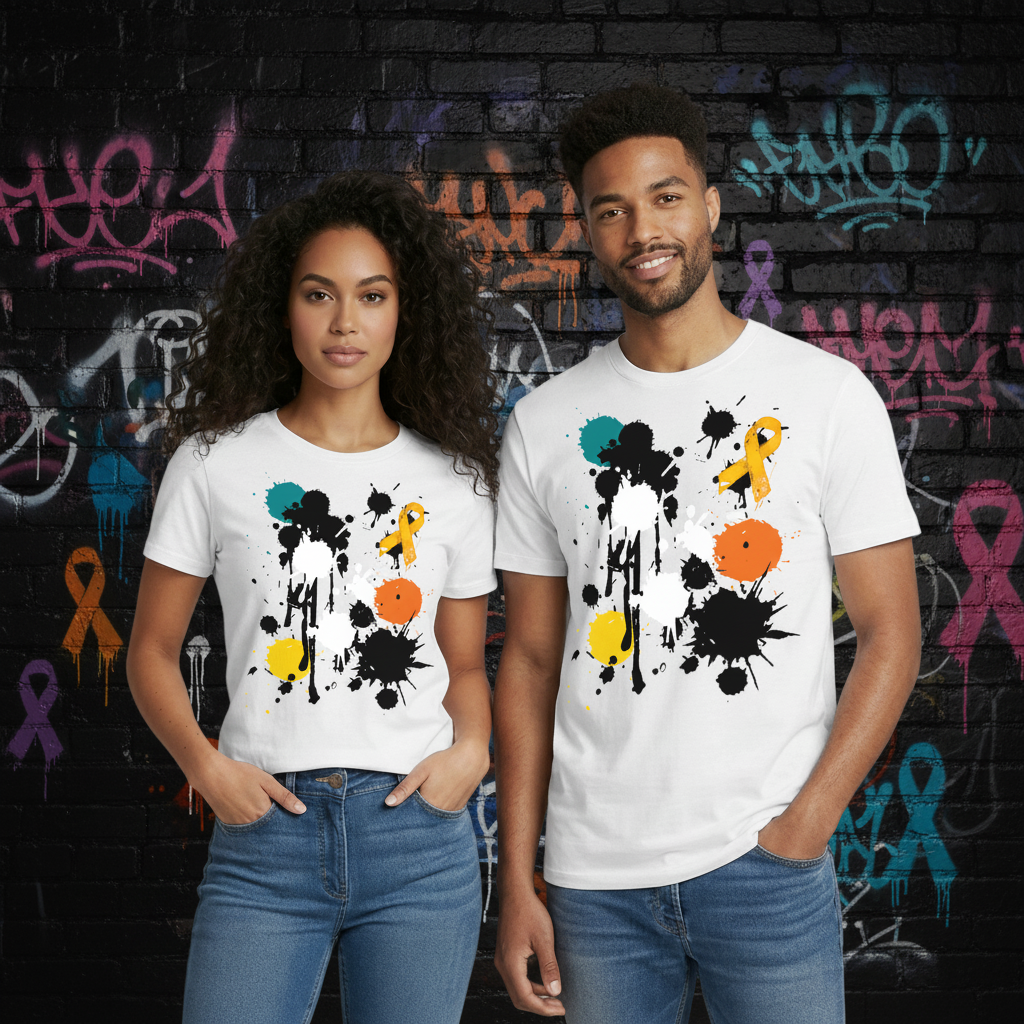 RE Branded Go Amber in August Cancer Awareness Cotton Adult Tee - white