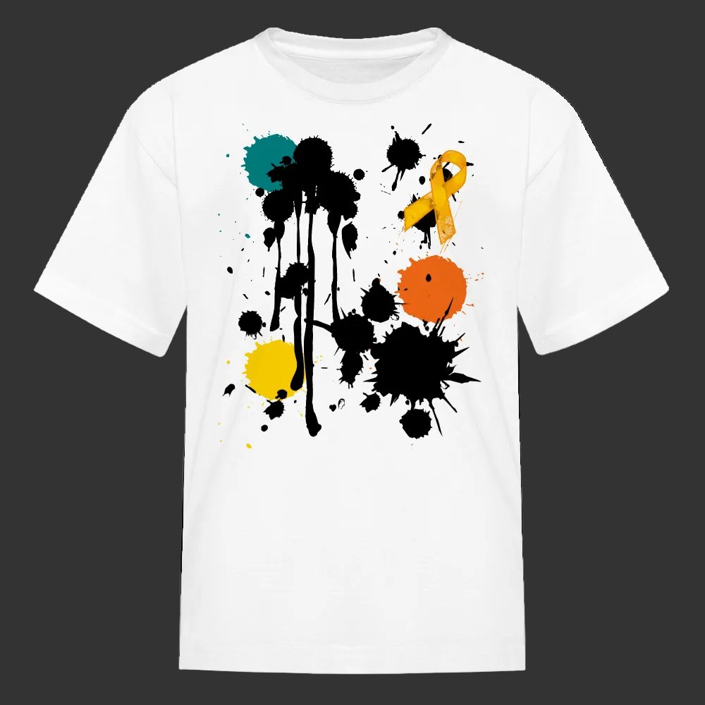 RE Branded Go Amber in August Cancer Awareness Kids' Tee - white
