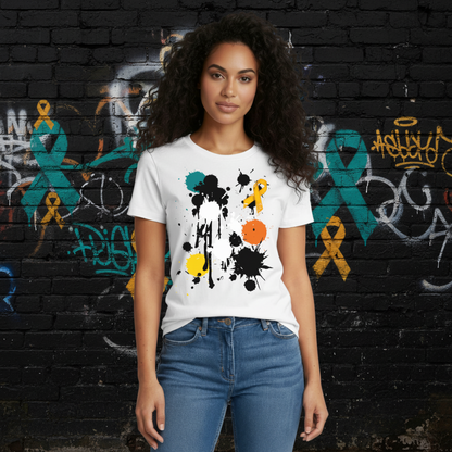 RE Branded Go Amber in August Cancer Awareness Cotton Adult Tee - white