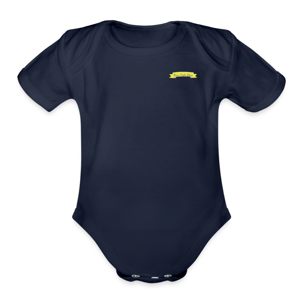 Rare Ether's July Cancer Awareness Branded Organic Short Sleeve Baby Bodysuit - dark navy