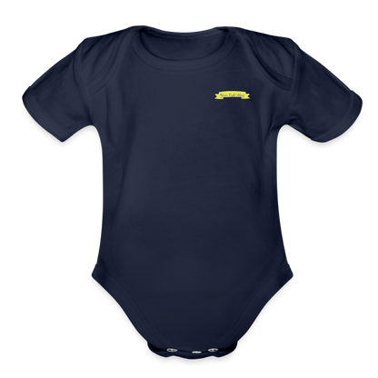Rare Ether's July Cancer Awareness Branded Organic Short Sleeve Baby Bodysuit - dark navy