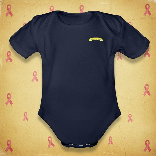 Rare Ether's July Cancer Awareness Branded Organic Short Sleeve Baby Bodysuit - dark navy
