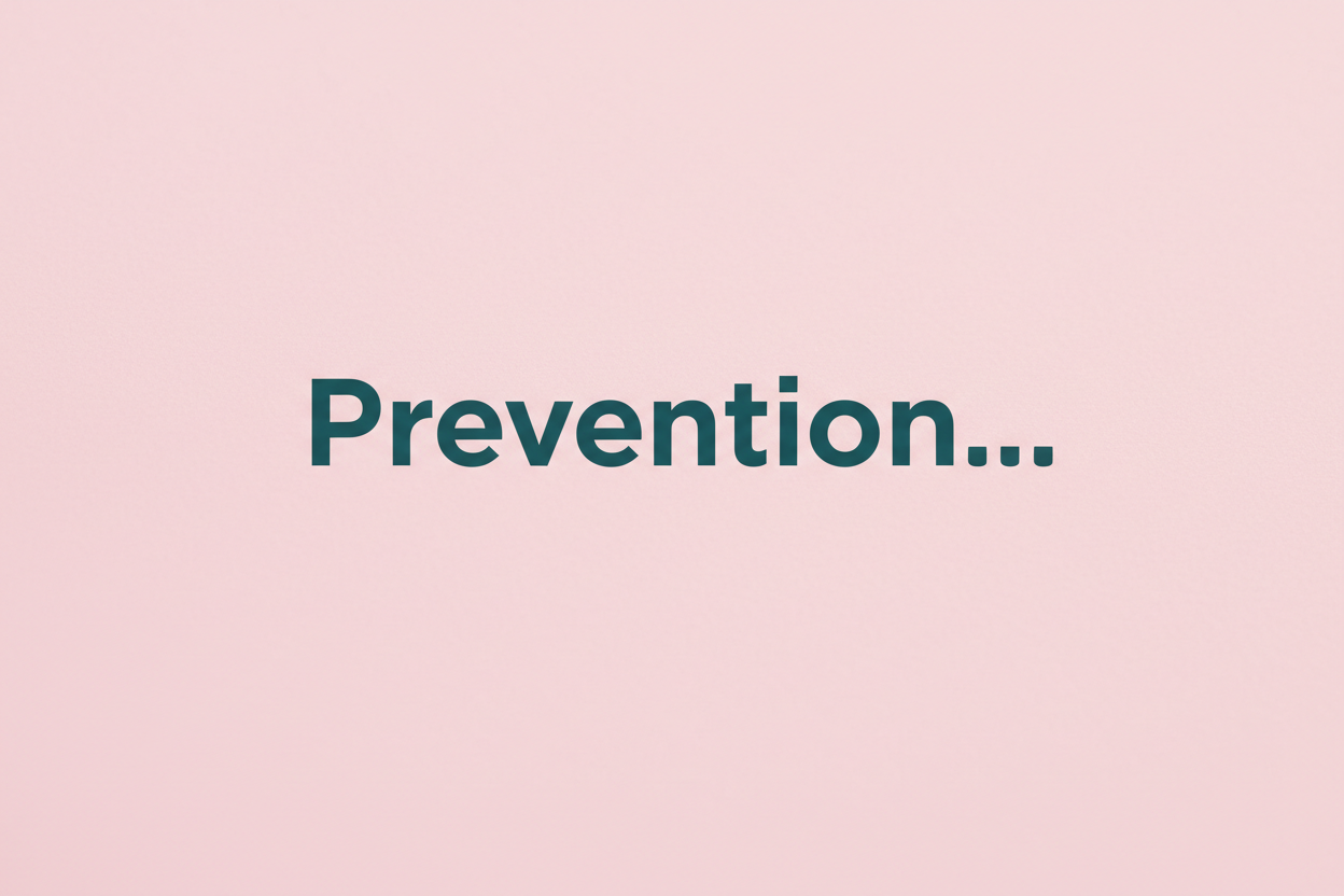 The word "Prevention..." in dark teal with light pink background